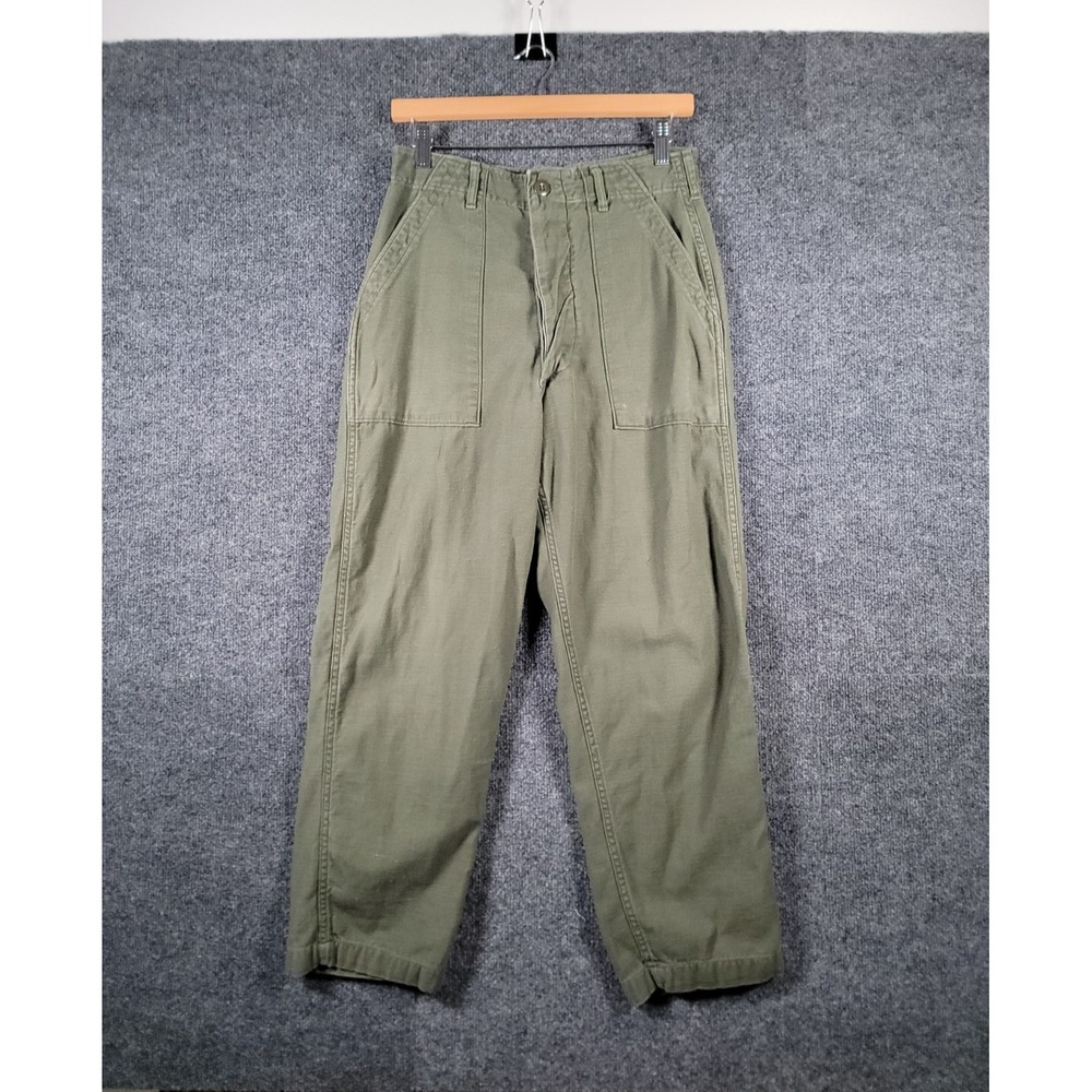 Vintage 70s Military OG-107 Pants Sateen Cotton Trousers 30x29 (Fits 28x26) USA